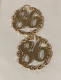 Personalized 14k Gold Overlay Any Name hoop NUMBER Earrings Twisty Jumbo Bamboo Earrings 4 inch