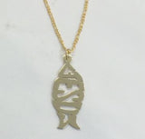 14k Gold Plate Personalized Any Name Single Plate Nameplate Necklace /Fish Design