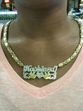 Personalized 14k Gold Overlay 2" Double 3d Any Name Plate Necklace XOXO chain
