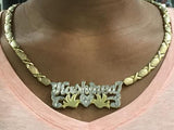 Personalized 14k Gold Overlay 2" Double 3d Any Name Plate Necklace XOXO chain