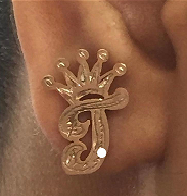 Personalized 14k Gold Plate Any Name or Any Initial Single Plated STUD Earrings + Crown.