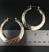 14k Gold Overlay GP NO NAME Hoop Earrings 2 inch