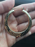 14k Gold Overlay GP NO NAME Hoop Earrings 2 inch