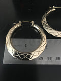 14k Gold Overlay GP NO NAME Hoop Earrings 2 inch