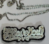 Personalized SILVER Double Any Name Plate Necklace Any Glitter Sparkle Color Onyx Back