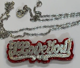 Personalized SILVER Double Any Name Plate Necklace Any Glitter Sparkle Color Onyx Back