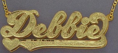 Personalized Gold Overlay Double 3d  Any Name Plate Necklace Free Chain /a4