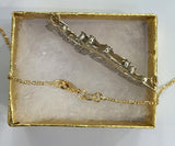 14k Gold Plate Personalized Any Name Double Plate Nameplate Necklace with chain and crown