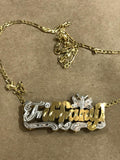14k Gold Plate Personalized Any Name Double Plate Nameplate Butterfly Necklace with chain