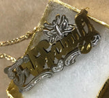 14k Gold Plate Personalized Any Name Double Plate Nameplate Butterfly Necklace with chain