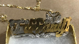 14k Gold Plate Personalized Any Name Double Plate Nameplate Butterfly Necklace with chain