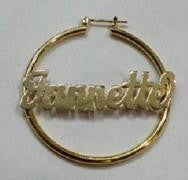 Personalized 14k Gold Overlay/ Gold Plate any Name 1 inch hoop earrings/a