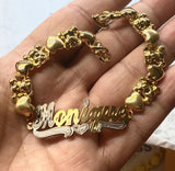 14k Gold Plate Steel X and Teddy Bear Bracelet & matching Necklace