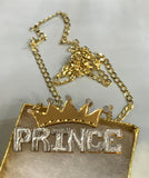 14k Gold Plate Personalized Any Block Letter Name Double Plate Nameplate Crown Necklace