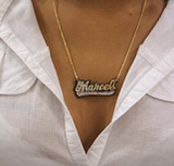 Personalized 14k Gold Plate Any Name Any Color Onyx Nameplate Necklace (comes with the Chain )2