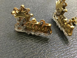 Personalized 14k Gold Plate Double plated Any Name 3D Necklace & matching 3D earrings + X&O chain/gold Plated dipped in white gold/1