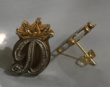 Personalized 14k Gold Plate Any Initial Double Plated STUD Earrings with Crown