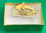 Personalized 14k Gold Plate Any Name 3D Necklace "Dolphin"