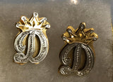 Personalized 14k Gold Plate Any Initial Double Plated STUD Earrings with Crown