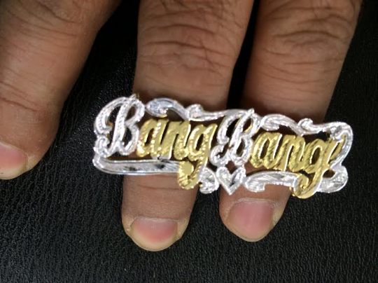 thumbnail image 2 of Joolsie Co Personalized 14K Gold Plated Two-Finger Name Ring - Any Name & Size (Sterling Silver Base) 2 of 2
