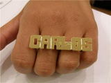 Personalized 14k Gold Plate Any Block Letter Name 2 Fingers Any Single plate Name Ring/1