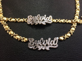 Personalized 14k Gold Plate Double plated Any Name 3D Necklace & matching Bracelet + X&Heart chain/1