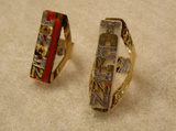 Personalized 14k Gold Plated Vertical One Finger Single Plate ANY NAME + Any Color Onyx Background Ring