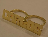 Personalized 14k Gold Plate Any Block Letter Name 2 Fingers Any Single plate Name Ring/1