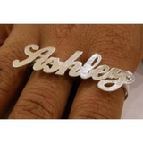 Personalized Any Name 925 Sterling Silver 2 Fingers Any Single plate Name Ring/1