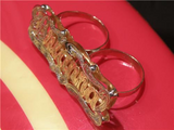 Personalized Any Name 14k Gold Plated Two Fingers Any double Name Ring/2