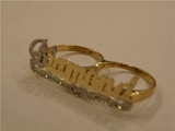 Personalized Any Name 14k Gold Plated 2 Fingers Any Single plate Name Ring/2