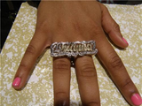 Personalized Any Name 14k Gold Plated Two Fingers Any double Name Ring/2