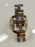 Personalized 14k Gold Plate Flat VERTICAL One Finger Any Name Ring