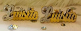Personalized 14k Gold Overly GP Any Double Name Plate STUD Earrings
