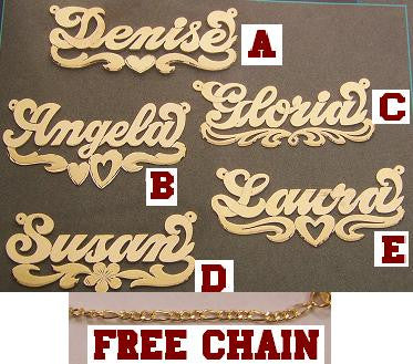14k Gold Plate Personalized Any Name Single Plate Nameplate Necklace (comes with the Chain )3