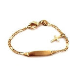 14k Gold Plate Baby ID bracelet/ No Personalized/ Christening /Baptism/ Birthday/CROSS