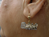 Personalized 14k Gold Overly Any Double Plate Name Dangle Earrings /Gold Plated/a1