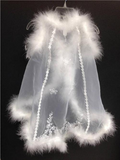 Baby Girl Christening Baptism White Fur Cape Princess Gown/S-M-L/ Frozen/ Anna Elsa custom/ Birthday