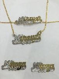 Personalized Baby 14k Gold Plate Single plated Any Name Set Necklace Bracelet & Earrings
