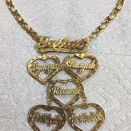14k GP Personalized Any Name Double Plate Nameplate XOXO Necklace+ ONE Double Plate Any Name Heart (Price Is For xoxo Chain & 1 Heart Necklace Any addional heart is $65)