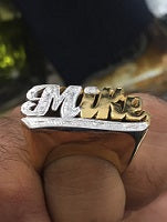 14k Gold Plate Personalized Any Name Any Size 3d High Rise Ring