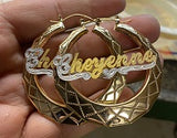 Personalized 14k Gold Overlay Any Name hoop Earrings 2 inch