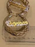 Personalized 14k Gold Overlay Any Name hoop Earrings 2 inch