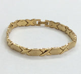 14k Gold Plate Steel  XOXO Bracelet 8" /Gift / X and O/Hugg and Kisses