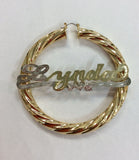 Personalized 14k Gold Overlay Any Name hoop Earrings Jumbo Bamboo Earrings 3 inch/1