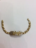 Personalized 14K Gold Overlay Any Double Name Plate XOXO Bracelet/ Huggs and Kisses
