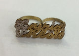 Personalized 14k Gold Plated Two Finger Any 2 Double Plated Name Ring