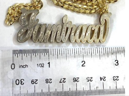 14k Gold Plate Personalized Any Name Double Plate Nameplate XL 2 1/2" Necklace with Thick chain