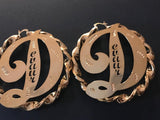 Personalized 14k Gold Overlay Any Name hoop Earrings Twisty Jumbo Bamboo Earrings 2 inch