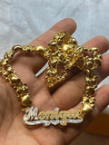 14k Gold Plate Personalized Any Name Double Plate Nameplate Necklace with X & Teddy Bear chain